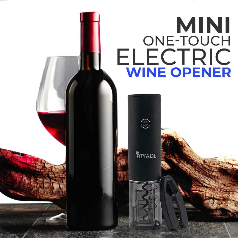 BIYADI Mini Electric Wine Opener- Rechargeable Wine Bottle Opener- Automatic Electric Corkscrew Opener for Wine with Foil Cutter, Type-C USB charging cable, Portable, Wine Lover Gift, Sommelier Choice