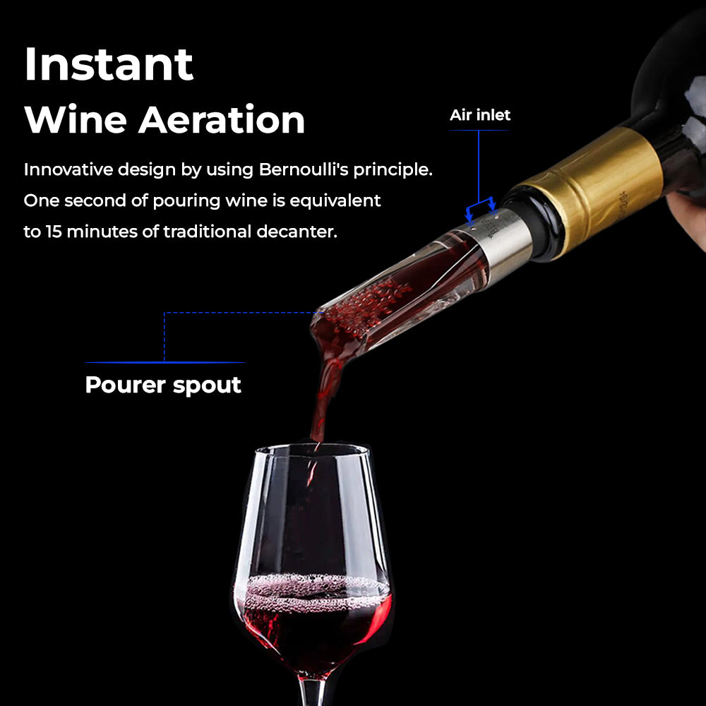 BIYADI Wine Aerator Pourer Spout – Innovative 2-in-1 Aerator and Pourer Design, allows air to mix with wine during pouring enhancing the flavor and aromas of the wine. No Drip, No Spills, Wine Gift