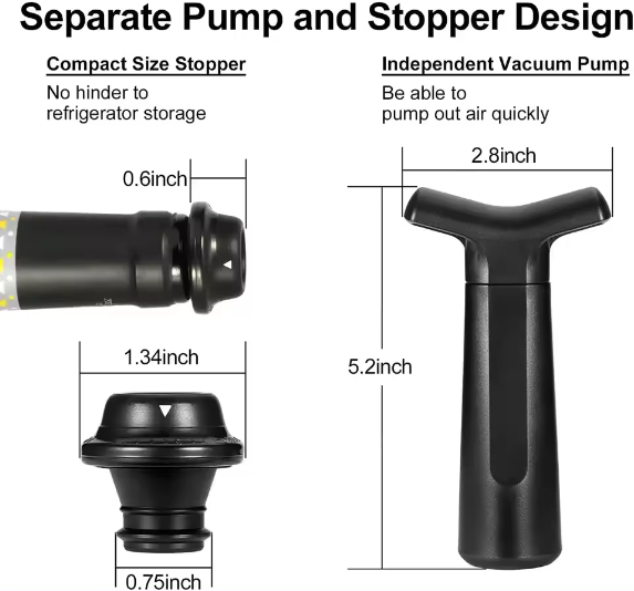 The BIYADI Vacuum Pump and Wine Stopper Set